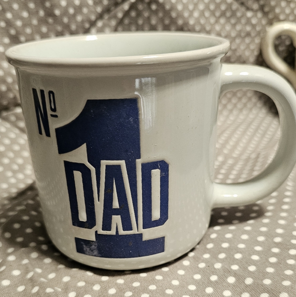 No Brand "No. 1 Dad" White Ceramic Mug with Blue Print